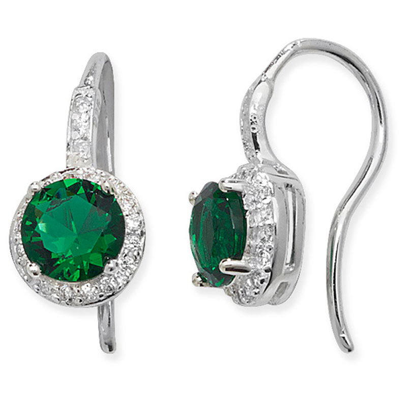 Green CZ Drop Earrings