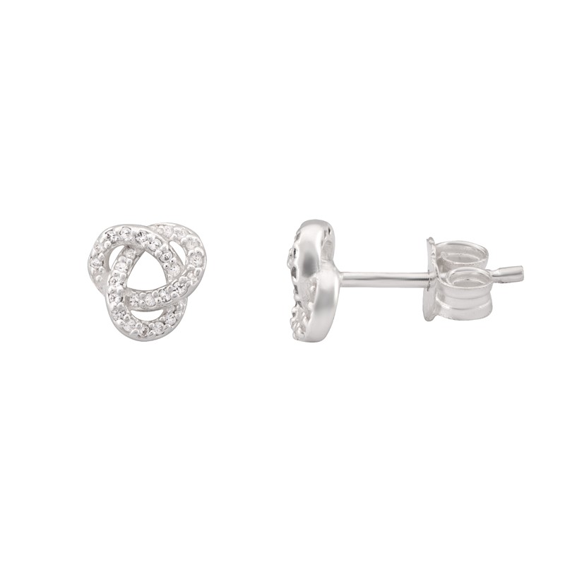 Silver CZ Knot Studs