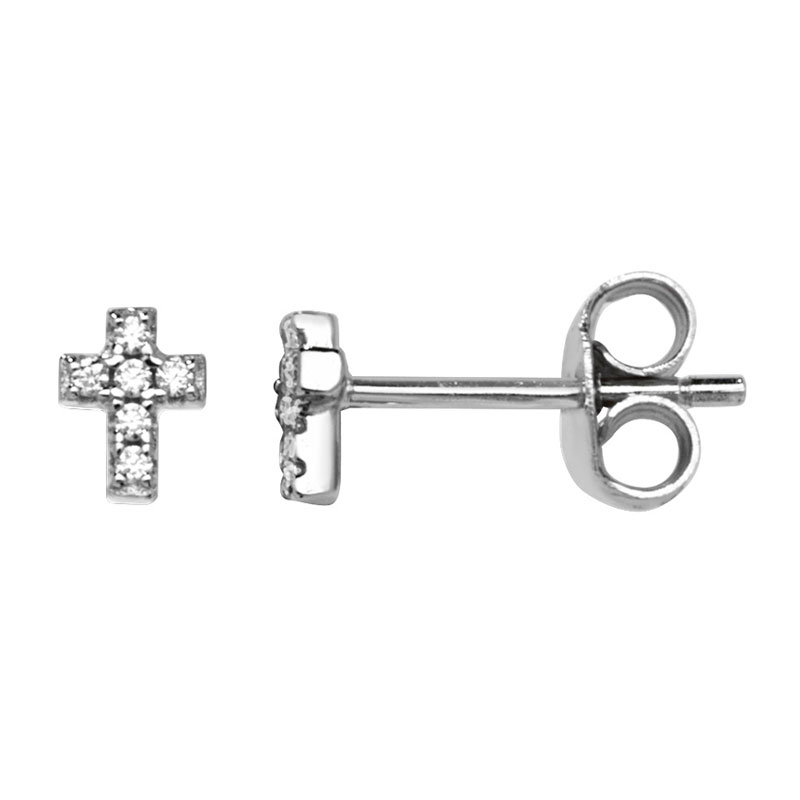 CZ Cross Stud Earrings