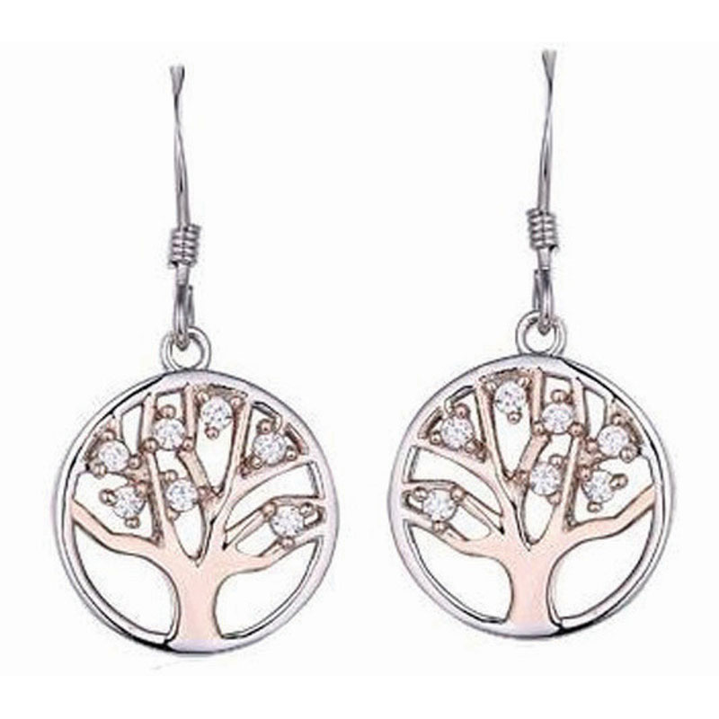 Rose Gold Plated Tree Of Life Earrings