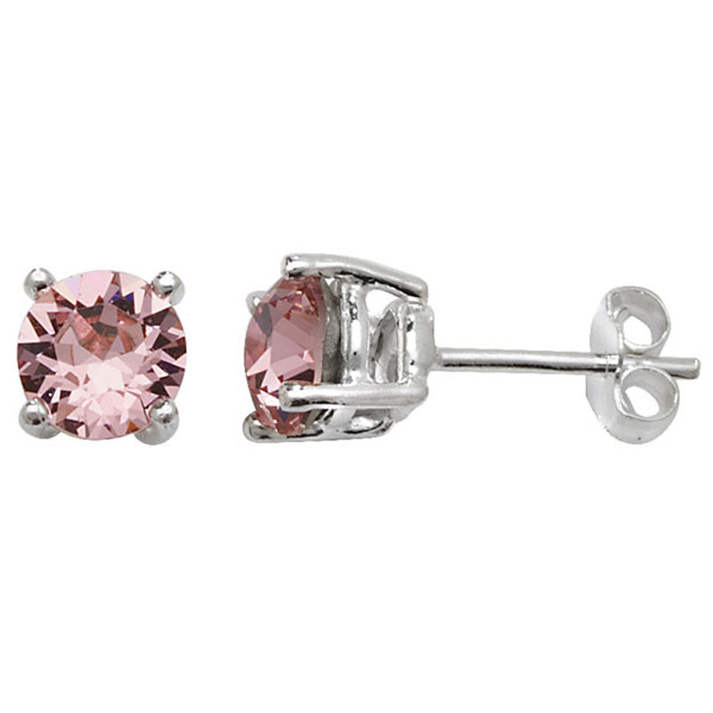 Round Pink CZ Earrings 6mm
