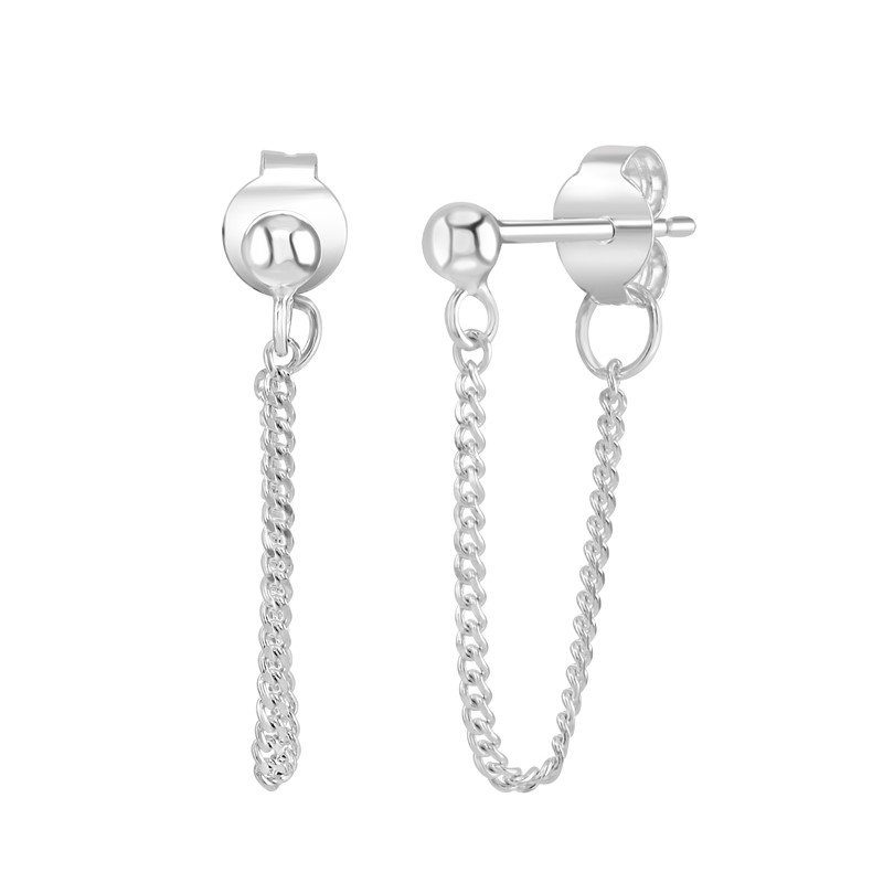 Plain ball and chain drop earrings