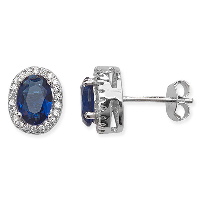 Oval CZ Sapphire Studs