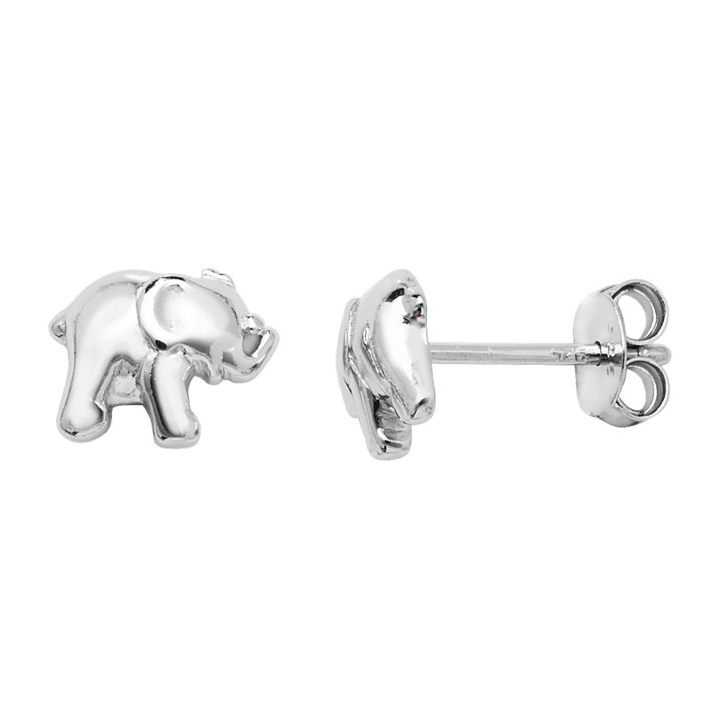 Elephant Stud Silver Earrings