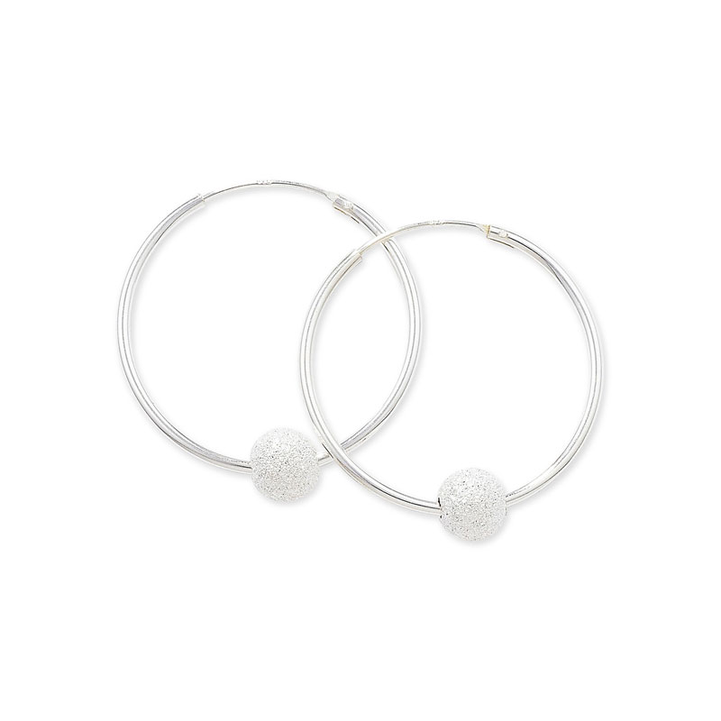 25mm sleeper Hoop Earrings with frosted Ball Detail