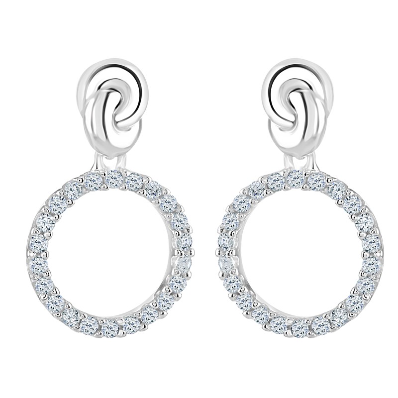 Open CZ Circle drop earrings