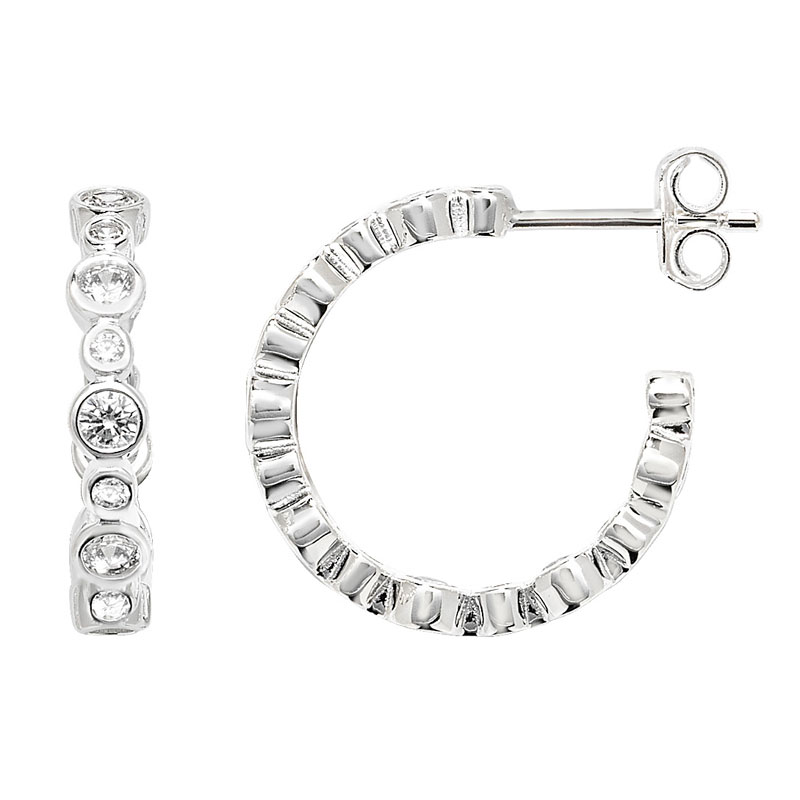 Silver CZ Hoops Earrings