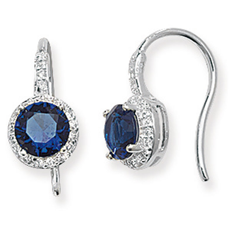 Sapphire Coloured CZ Drop Earrings