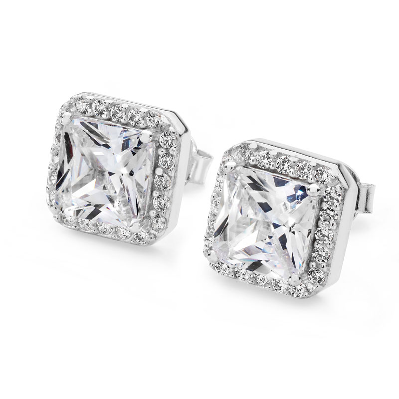 Classic Square CZ Stud Earrings