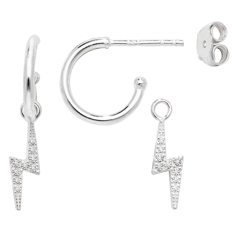 Lightning bolt Detail Hoop Earrings