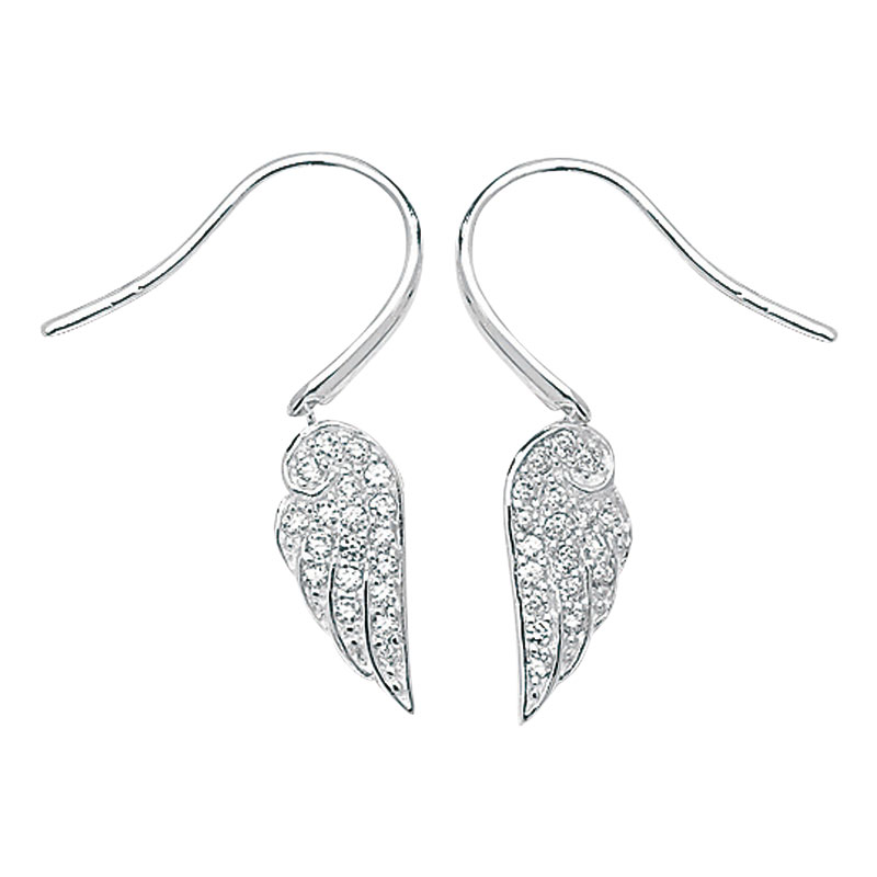 CZ Angel wing Drop Earrings