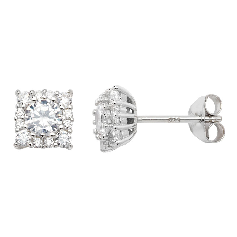 Square Shape CZ Earrings