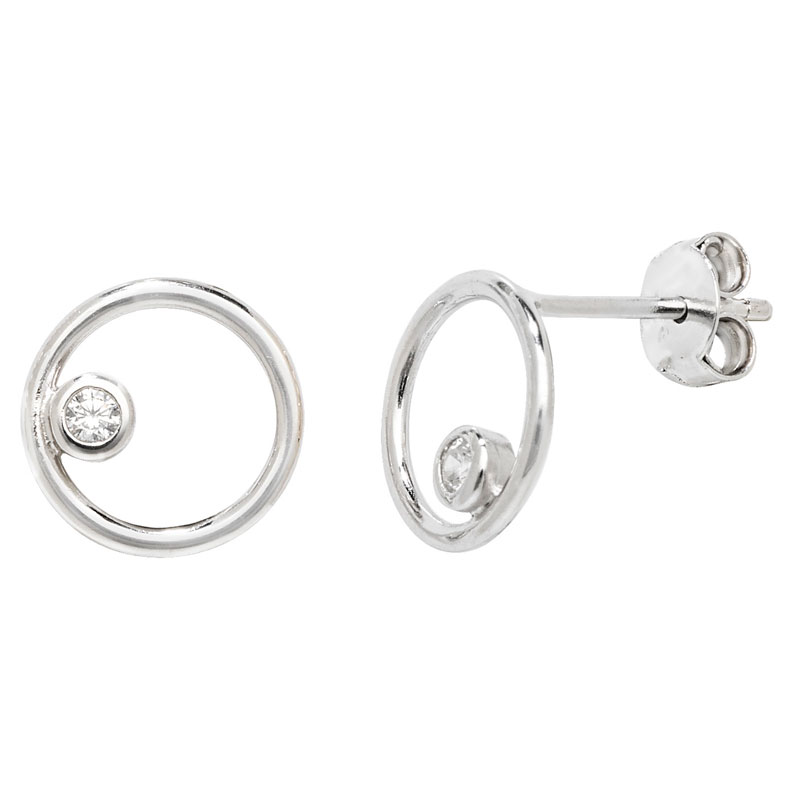 Circle Earrings with CZ Detail