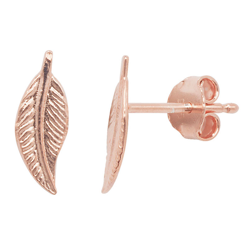 Rose Gold Plated Dainty Fallen Leaf Stud Earrings