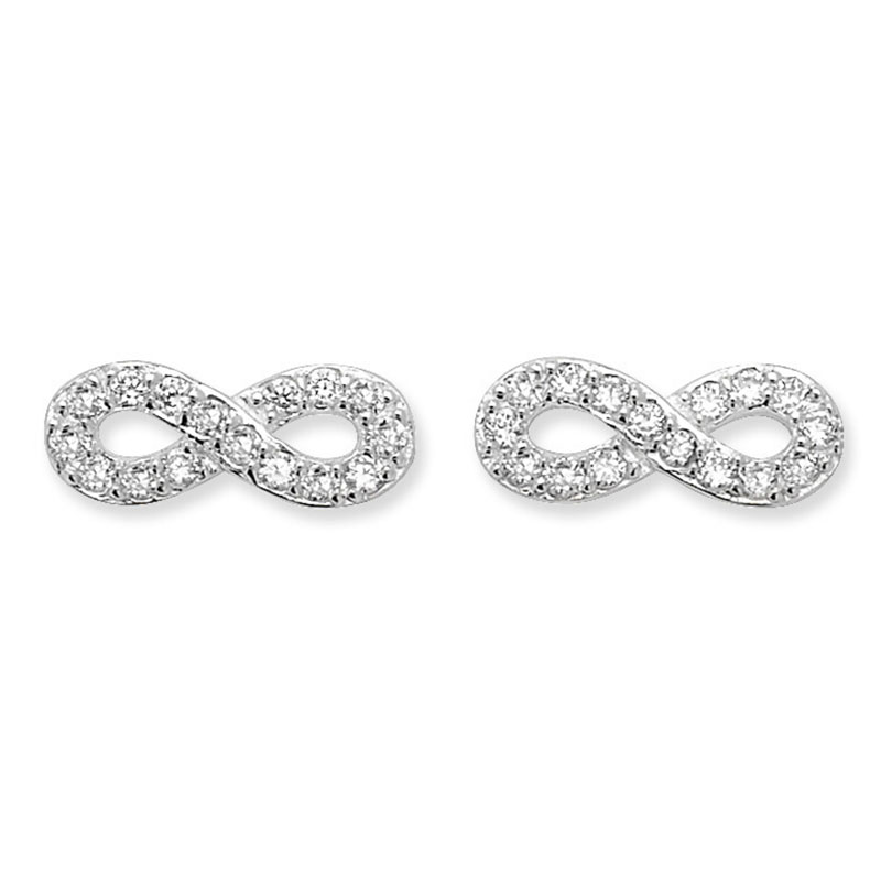 Infinity CZ Silver Stud Earrings