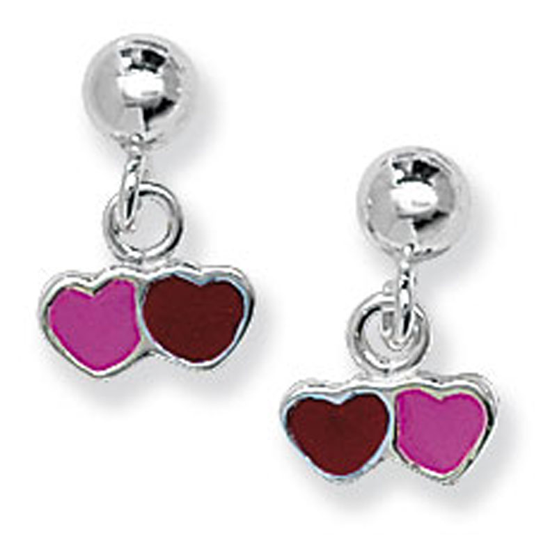 Kids Double Heart Drop Earrings