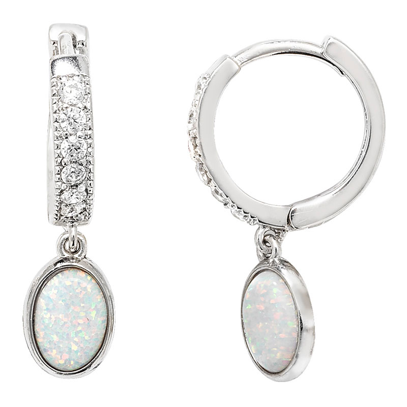 CZ Opal Hinge Hoops