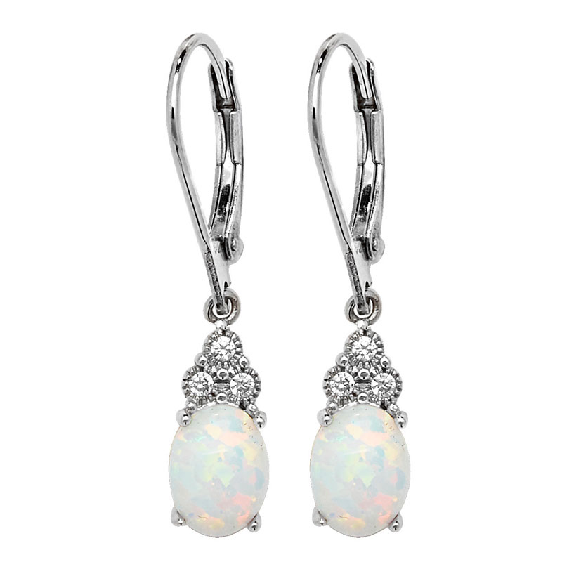 Opal Fishhook Drop Earrings