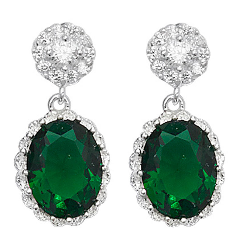 White and Green Fancy Drop Earrings