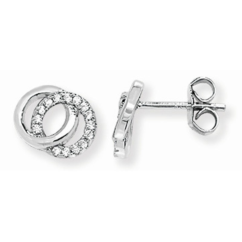 Interlinked Circle Stud with CZ Detail