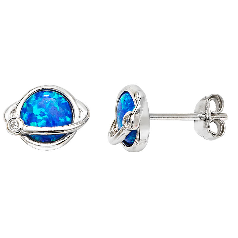 Blue Opal Saturn Studs