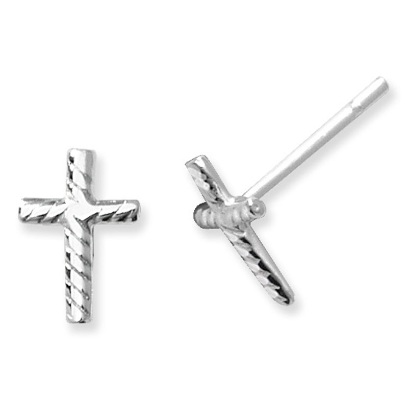 Sterling Silver Cross Stud Earrings