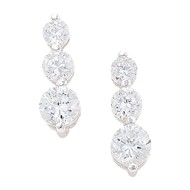 CZ Three Drop Earrings