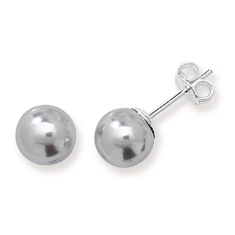 8mm Grey Synthetic Pearl Stud Earrings