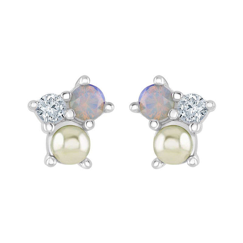 Pearl Opal Stud Earrings