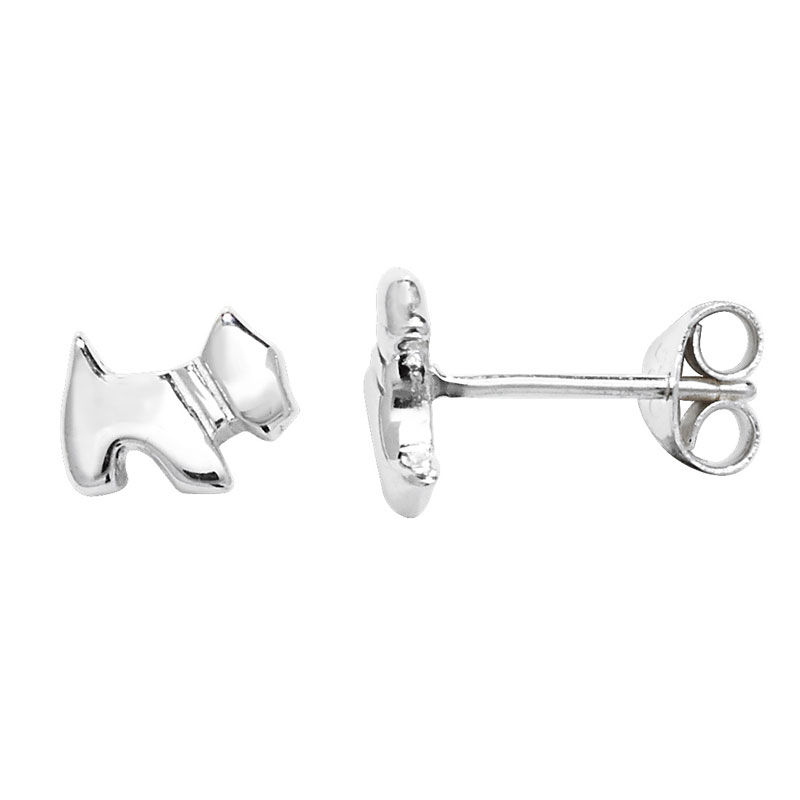 Dog Stud Silver Earrings