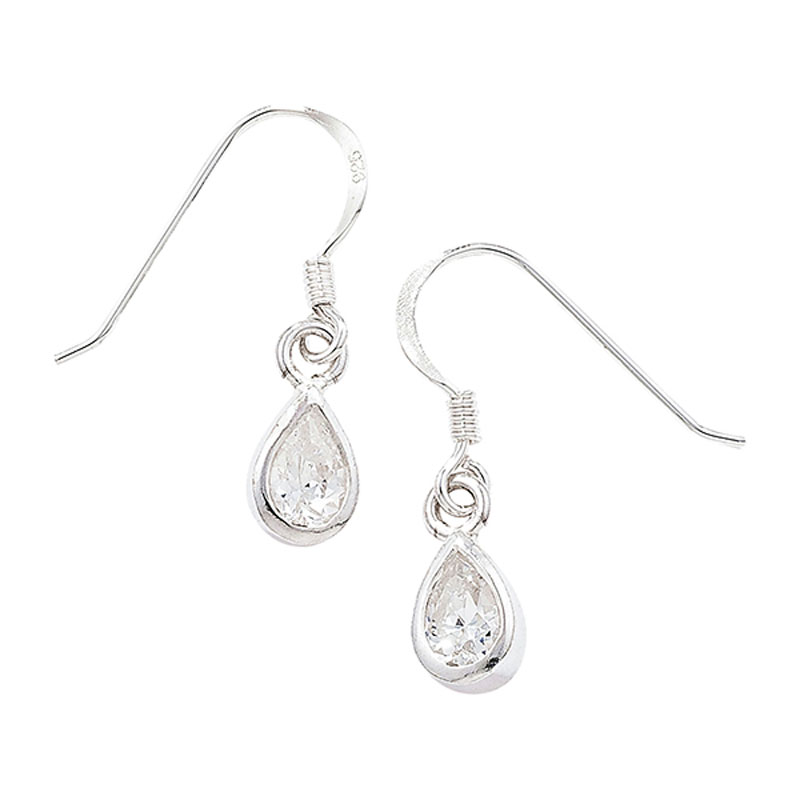 CZ Silver Drop Earrings