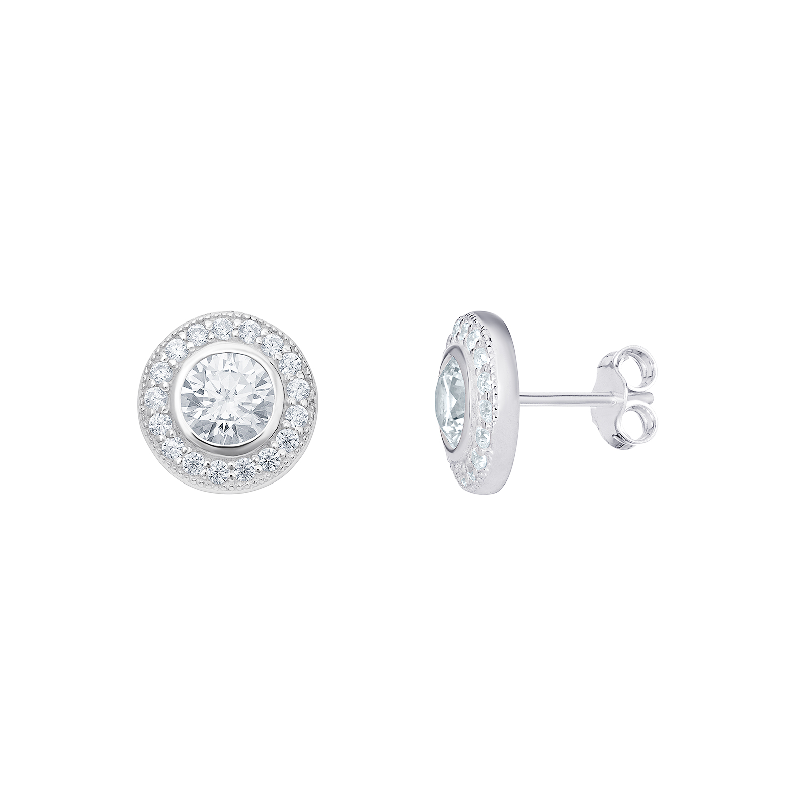 S/S CZ Round Earrings