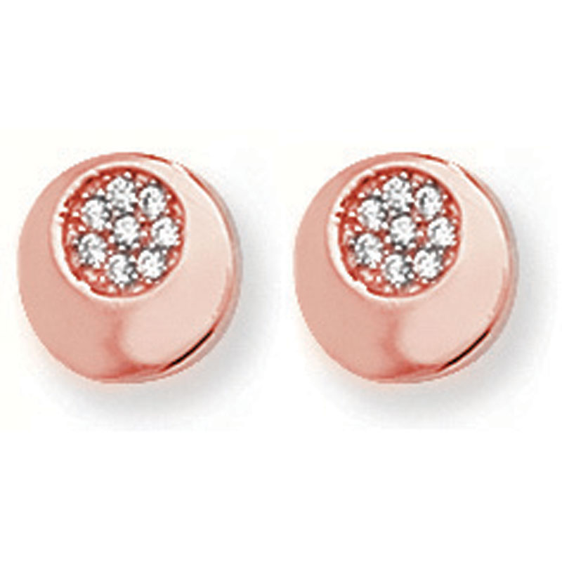 Classic Rose Gold Stud Earrings with CZ Detail
