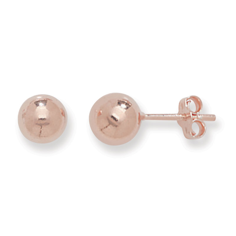 7mm Rose Gold Plated Stud Earrings