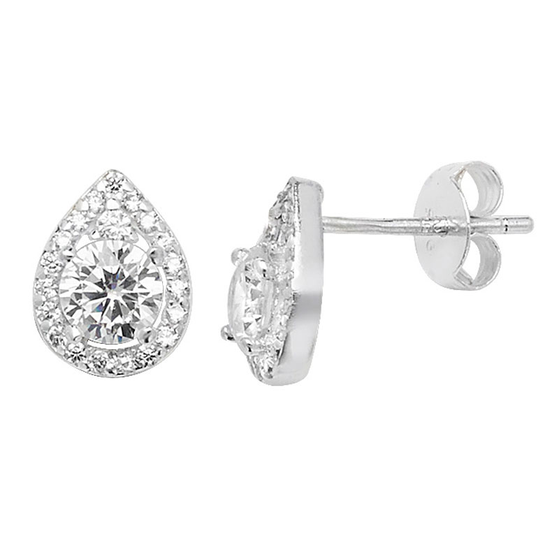 Tear Drop CZ Stud Earrings