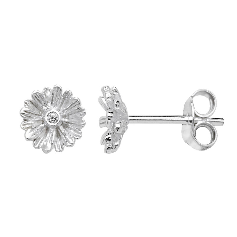 CZ Flower Stud Earrings