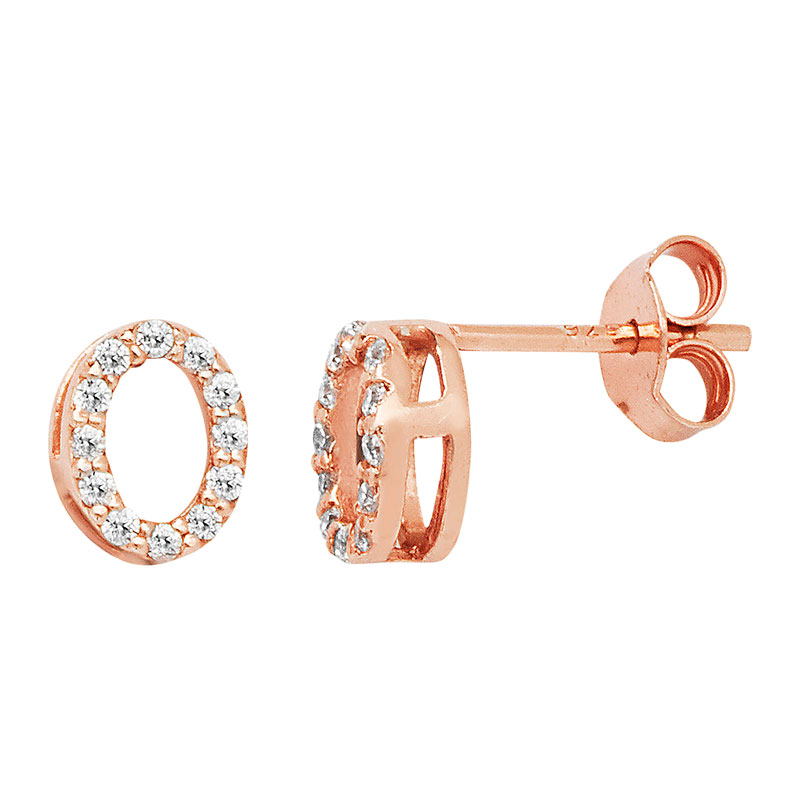 Rose Gold Plated Oval CZ Earrings