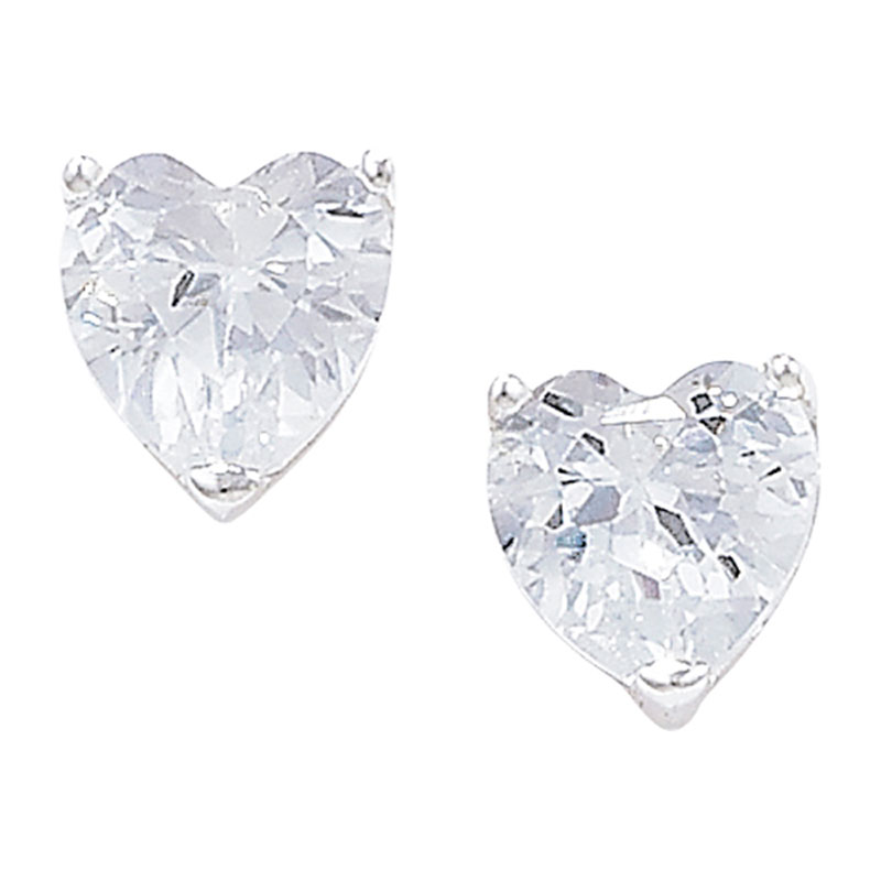 Heart CZ Earrings 6X8mm