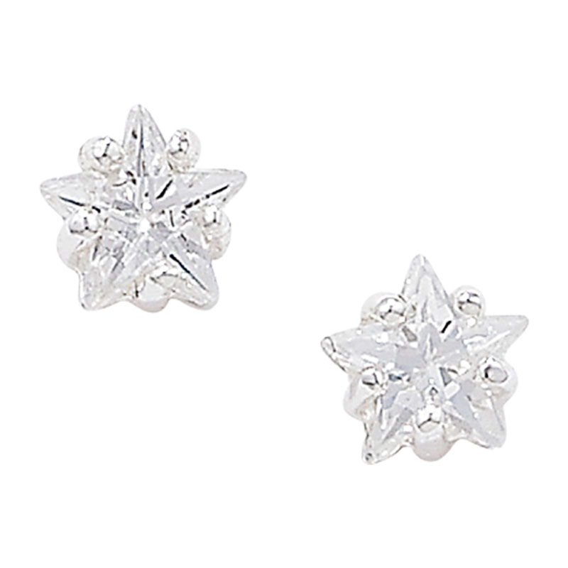 Star CZ Stud Earrings 5X5 mm