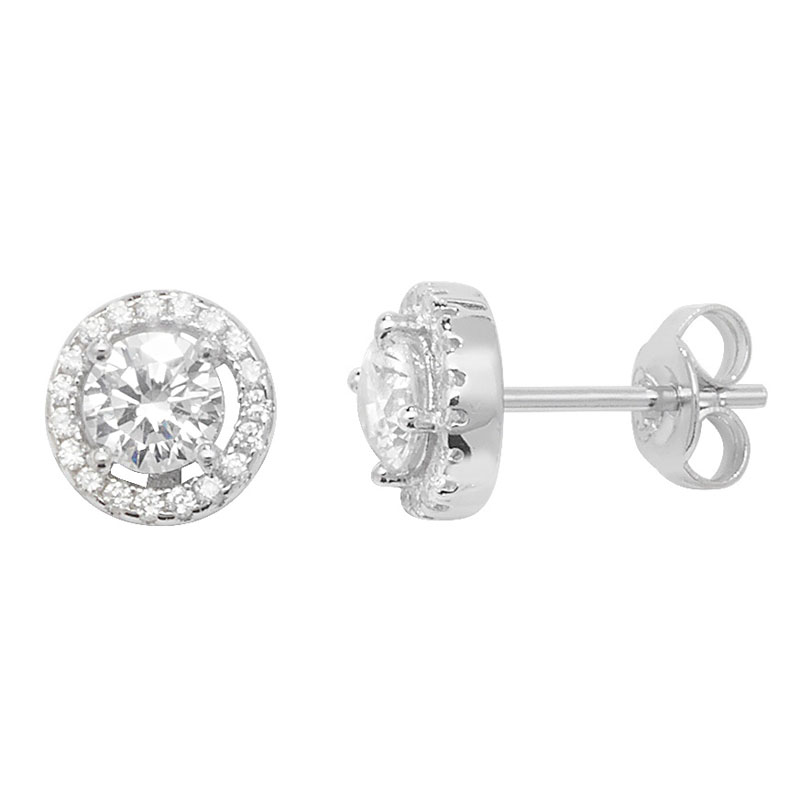 Classic Halo CZ Stud Earrings