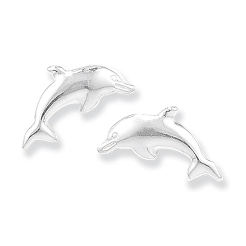 Silver Dolphin Stud Earrings