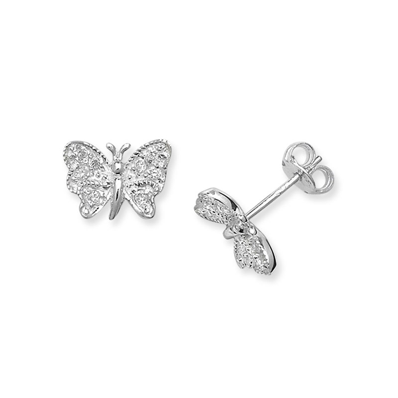 Cubic Zirconia Butterfly Stud Earrings