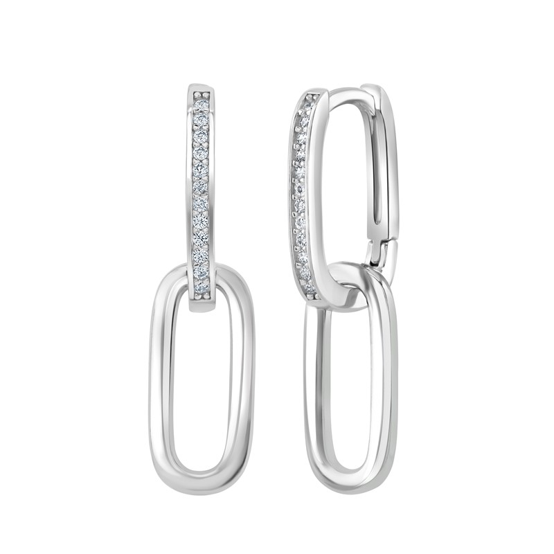 Drop Link Earring with CZ