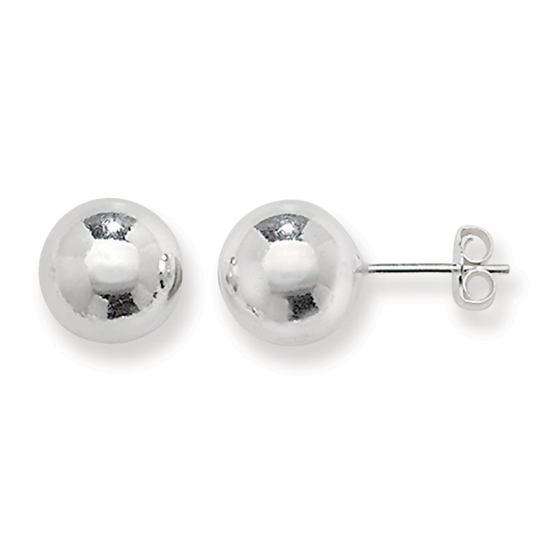 10mm Silver Ball Stud Earrings