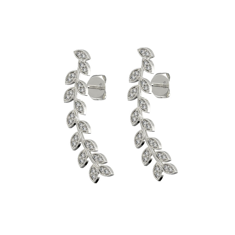 CZ Drop Flower Style Earrings