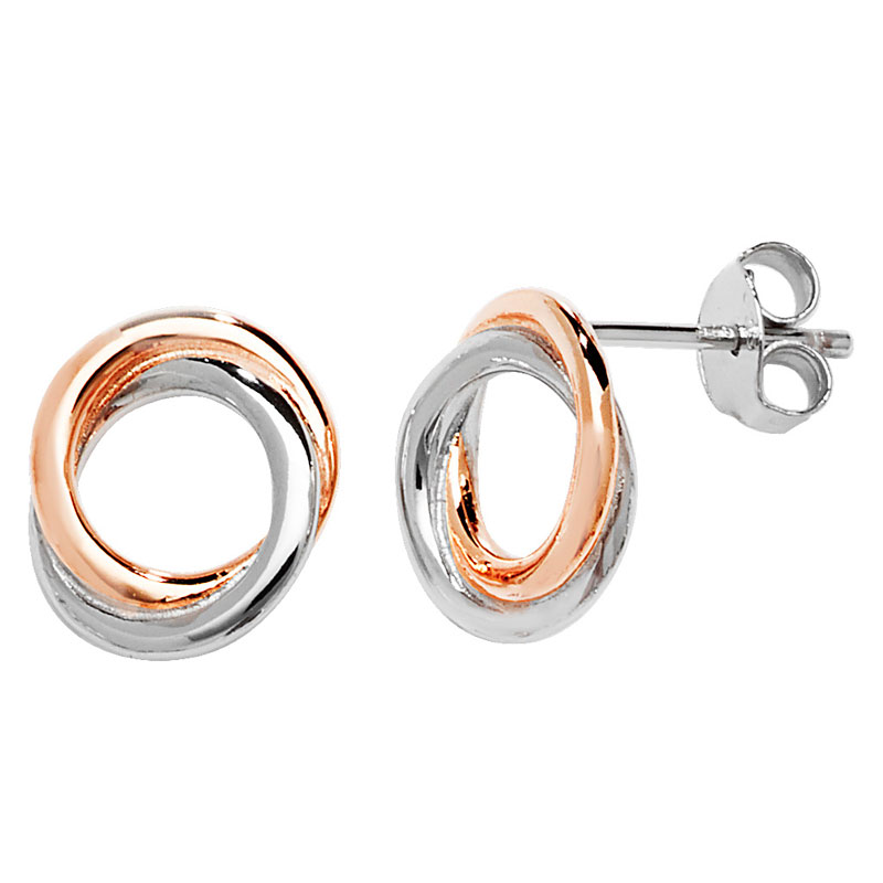 Two Tone open Circle Duo Earrings