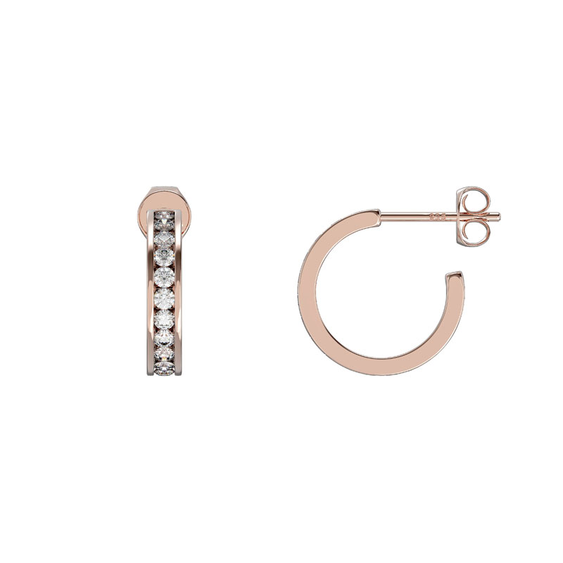 Rose Gold CZ sleeper Style Hoop