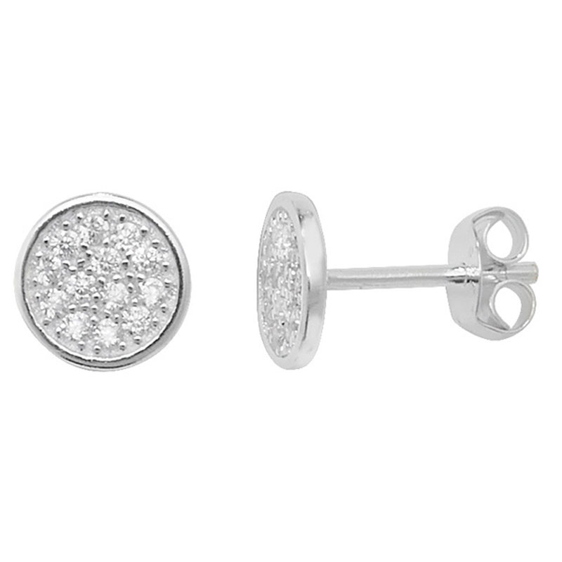 Small Disc CZ Earrings