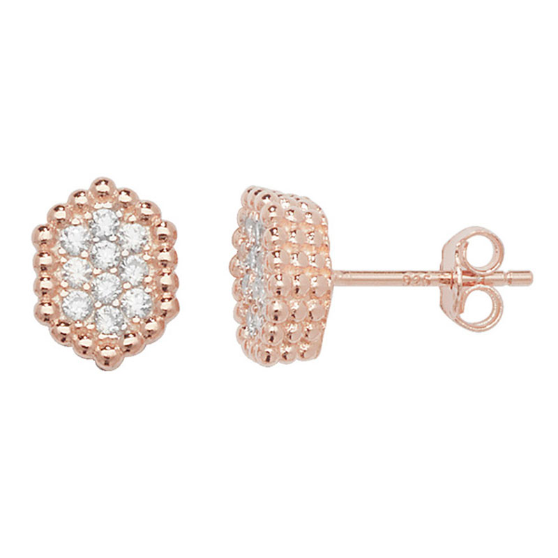 Fancy Gold CZ Stud Earrings