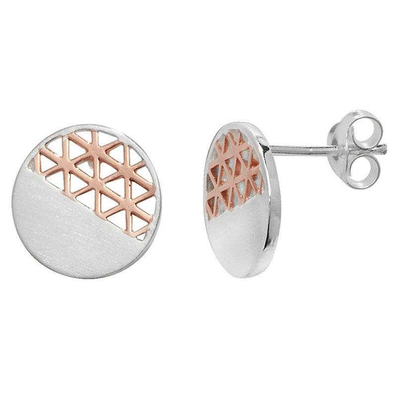 Two Tone Stud Earrings with Detail